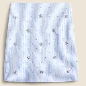 J Crew rhinestone embellished skirt. Light blue stripe.